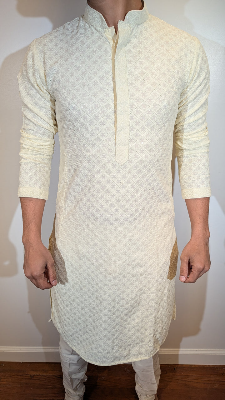 Cream Chikan Kurta