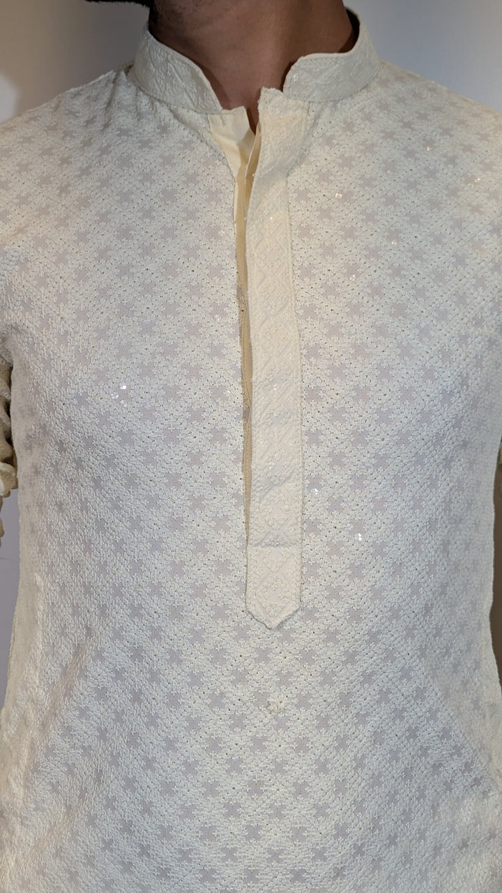 Cream Chikan Kurta