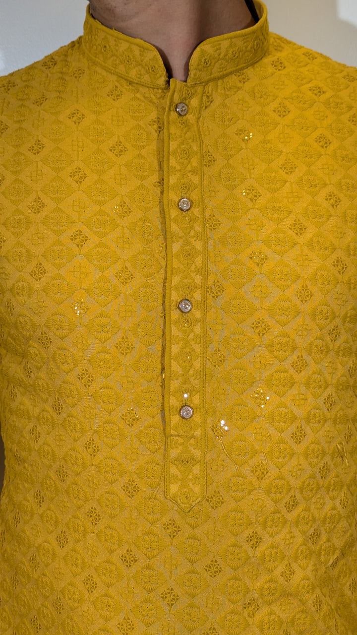 Mustard Chikankari Kurta