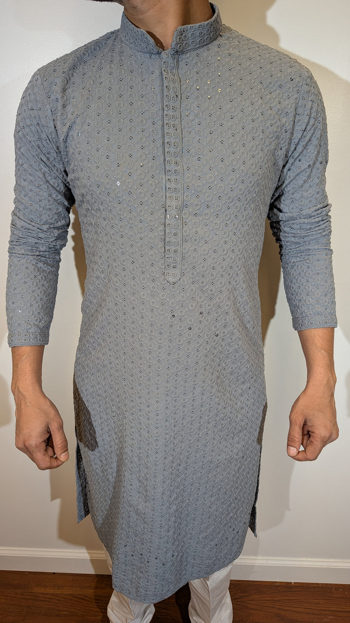 Light Grey Chikan Kurta