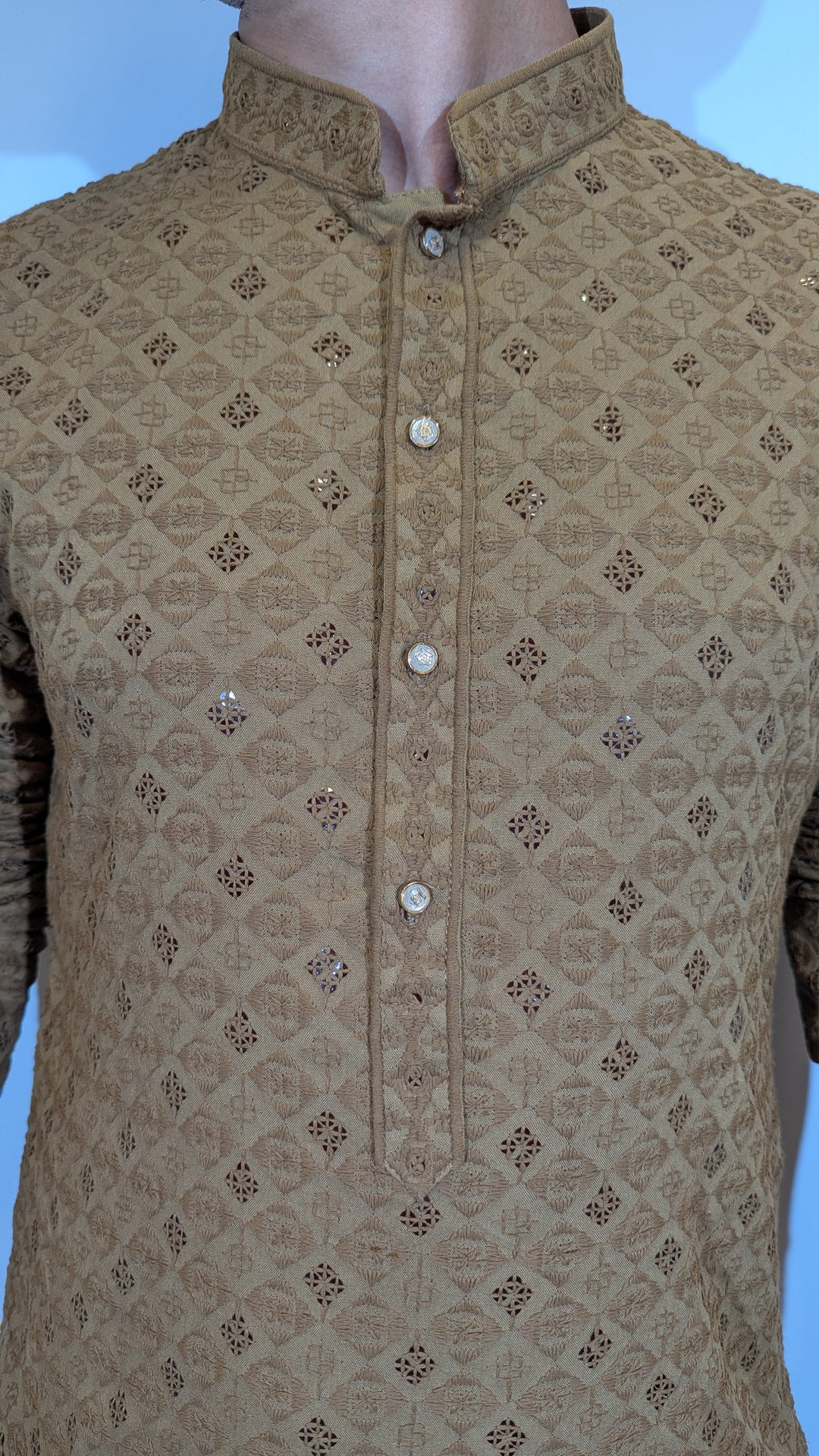 Brown Chikankari Kurta