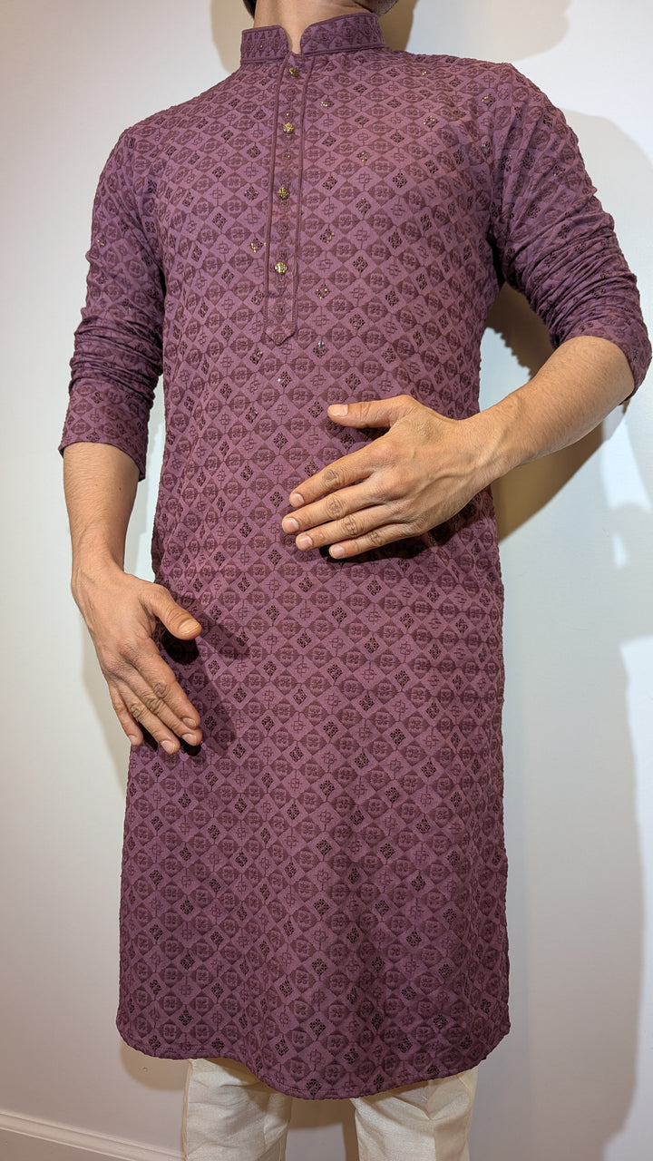 Plum Chikan Kurta