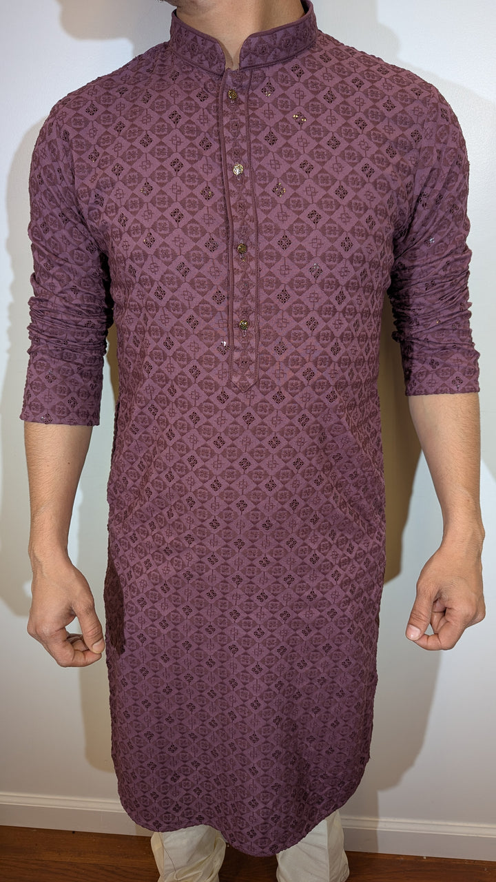 Plum Chikan Kurta