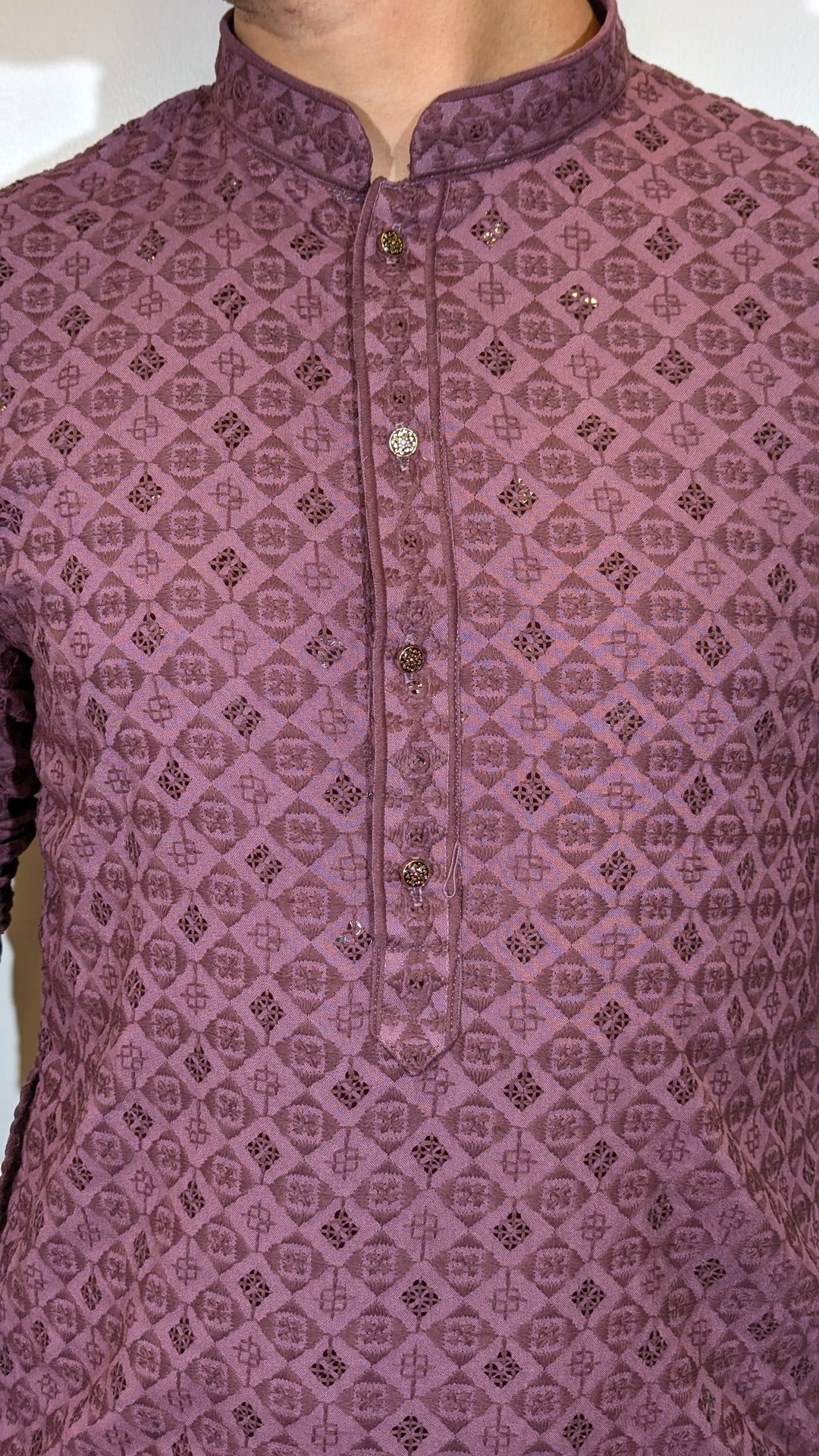 Plum Chikan Kurta