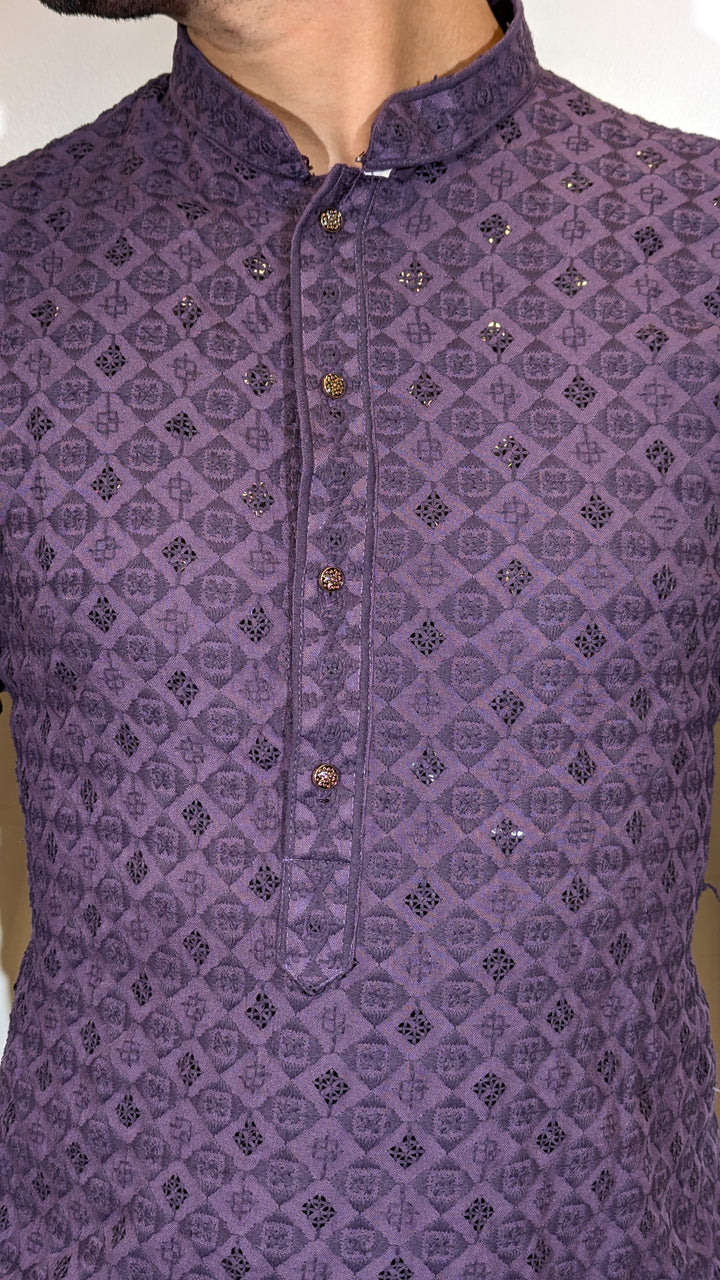 Purple Chikankari Kurta