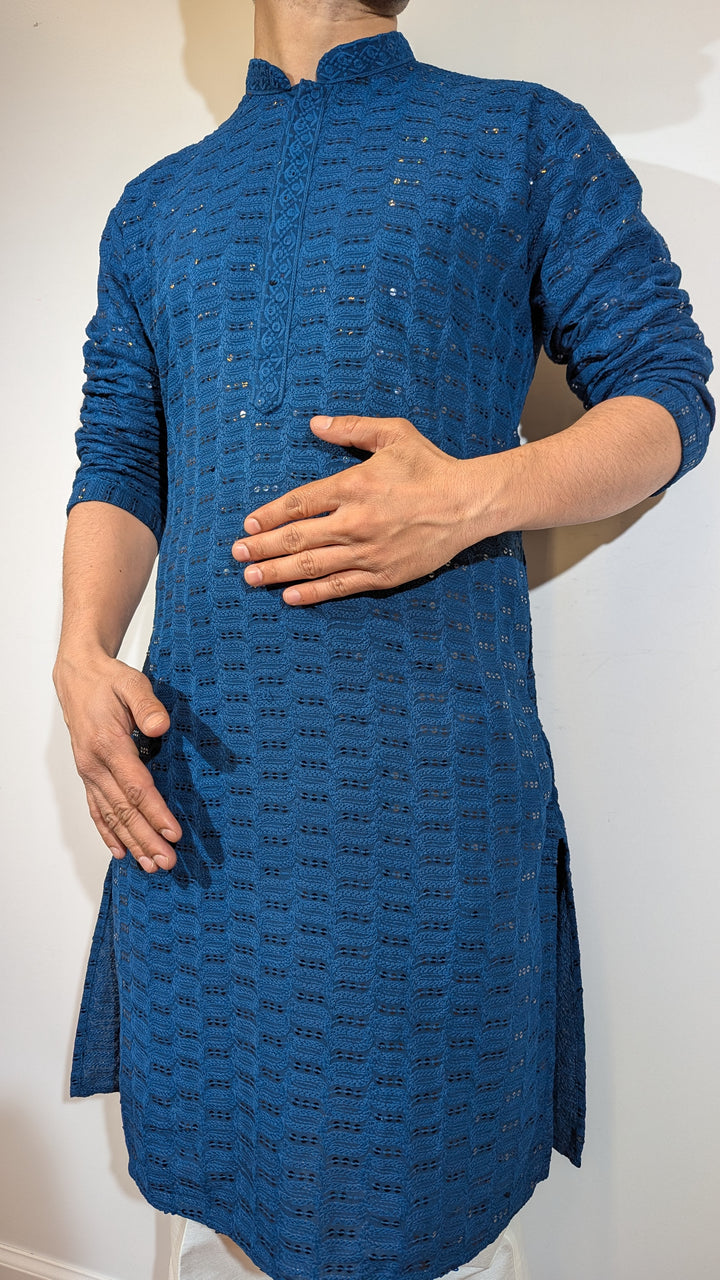 Dark Blue Chikan Kurta