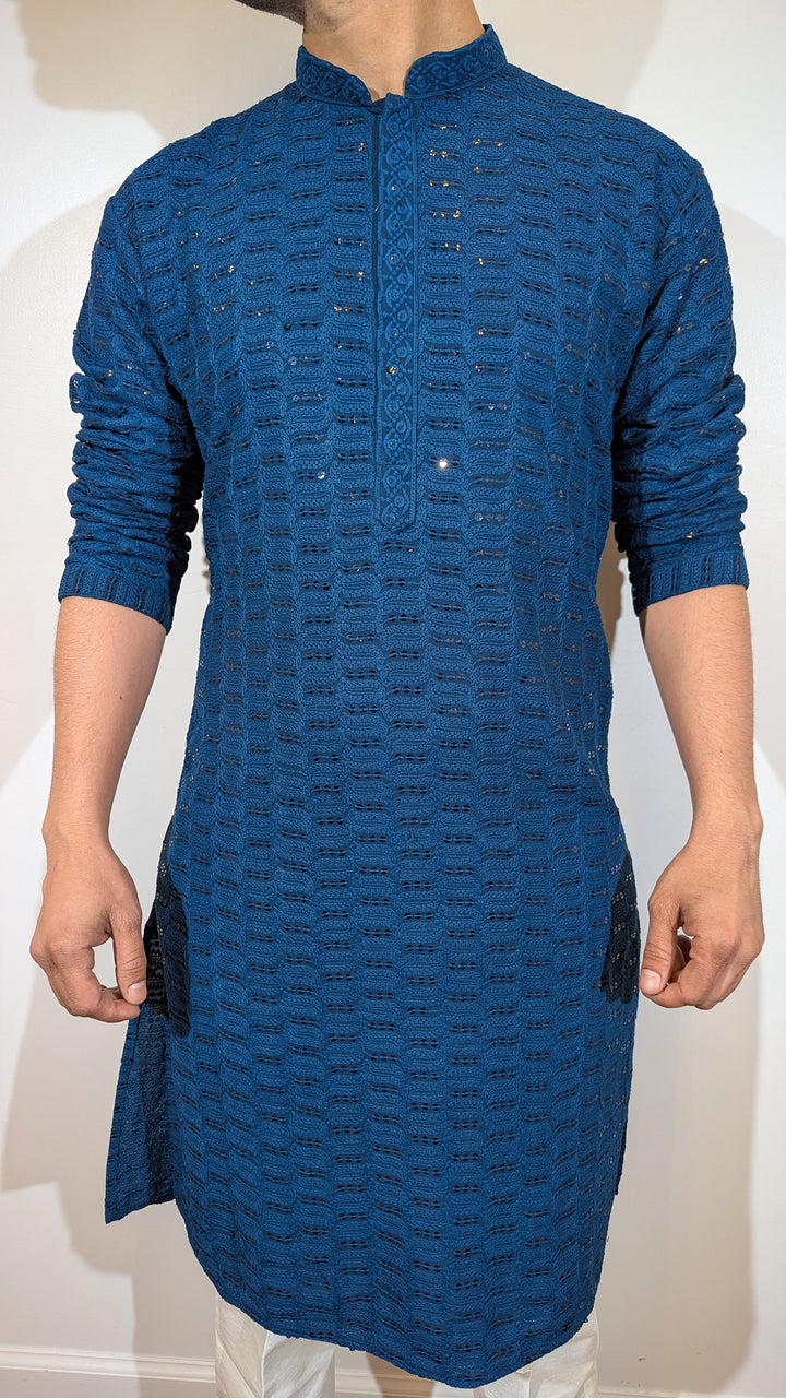 Dark Blue Chikan Kurta
