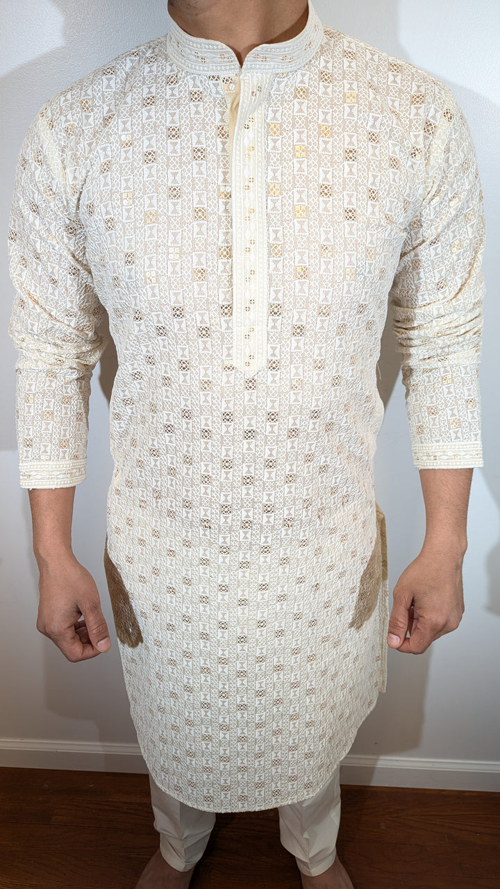Cream Chikankari Kurta