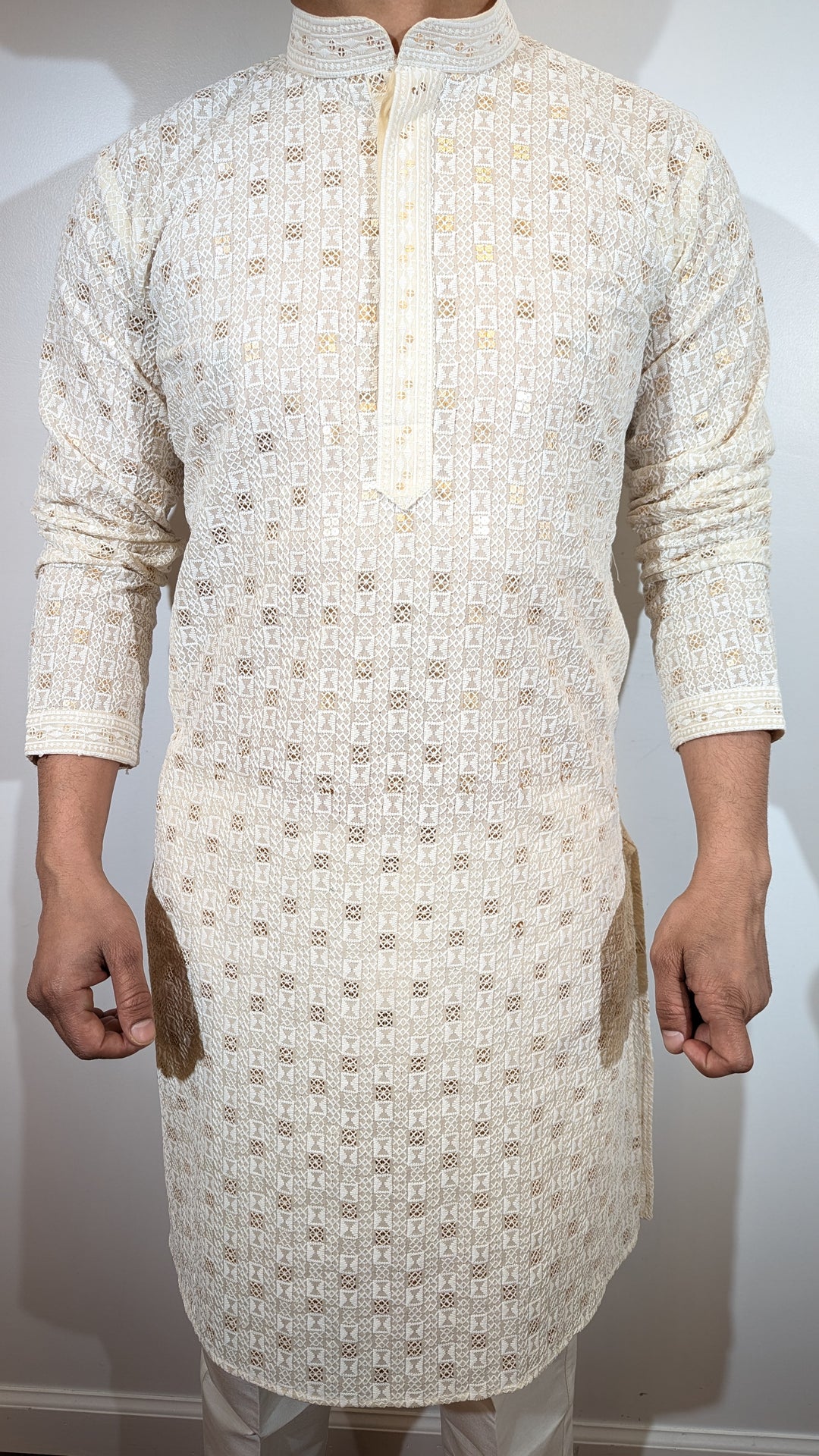 Cream Chikankari Kurta
