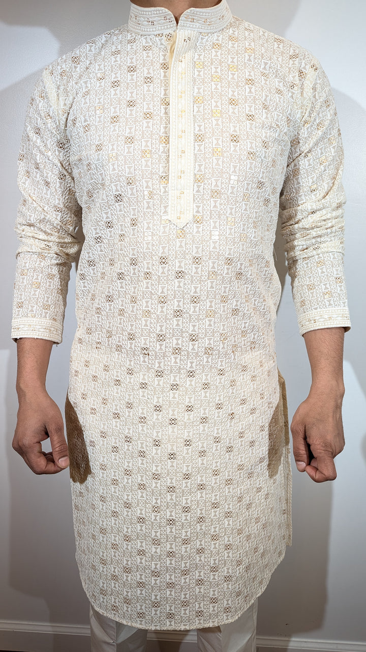 Cream Chikankari Kurta