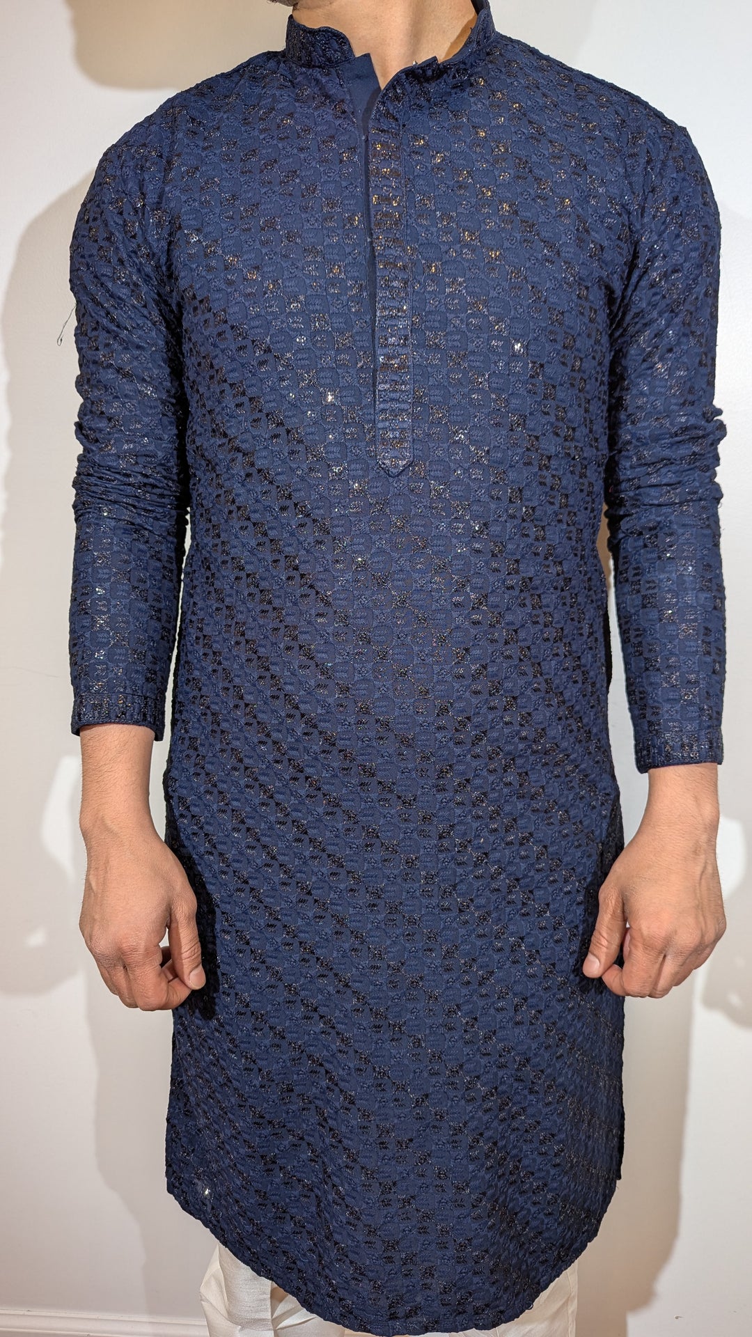 Navy Blue Chikan Kurta