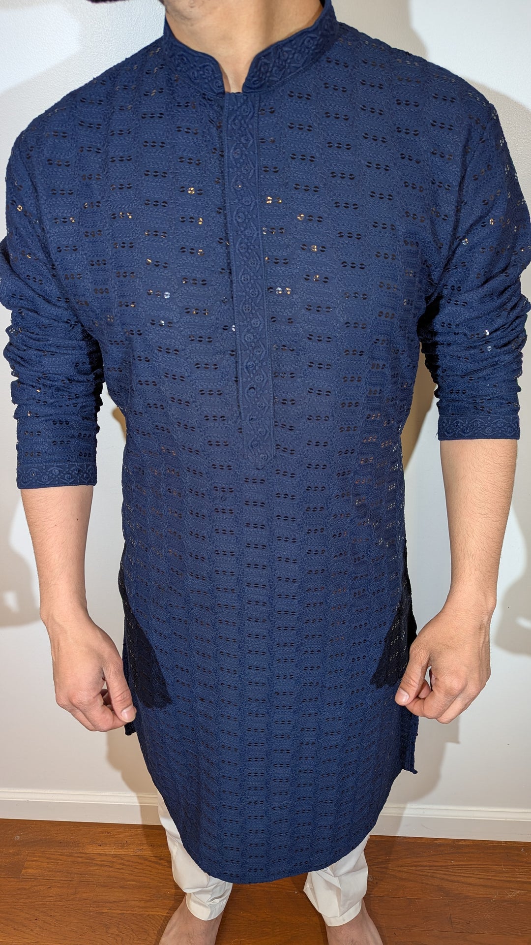 Navy Blue Chikan Kurta