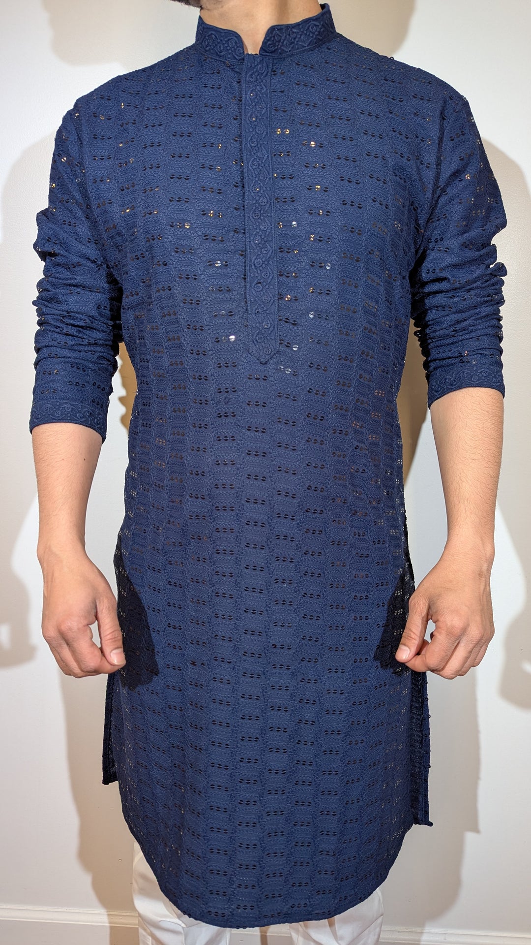 Navy Blue Chikan Kurta