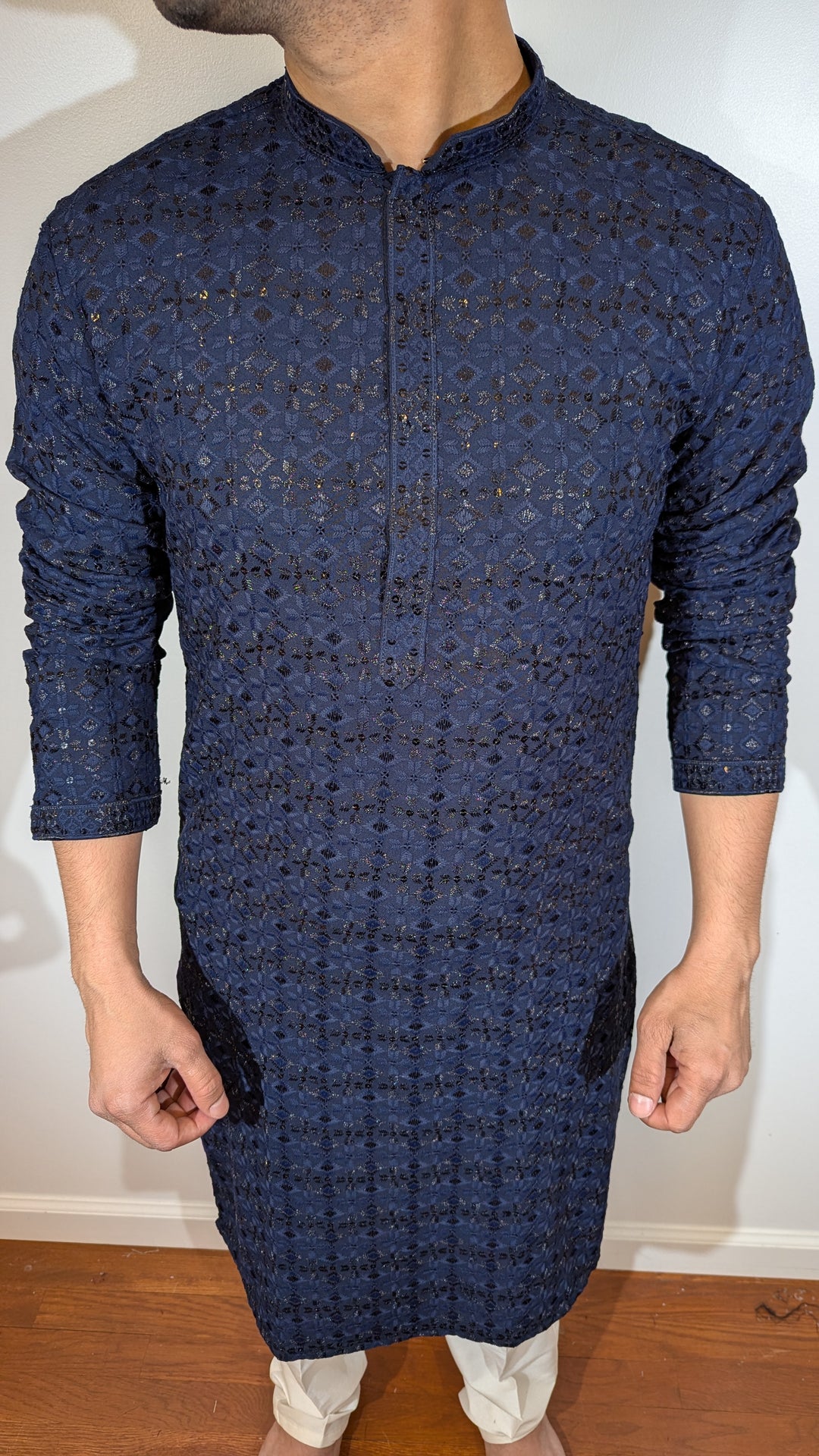 Navy Blue Chikan Kurta