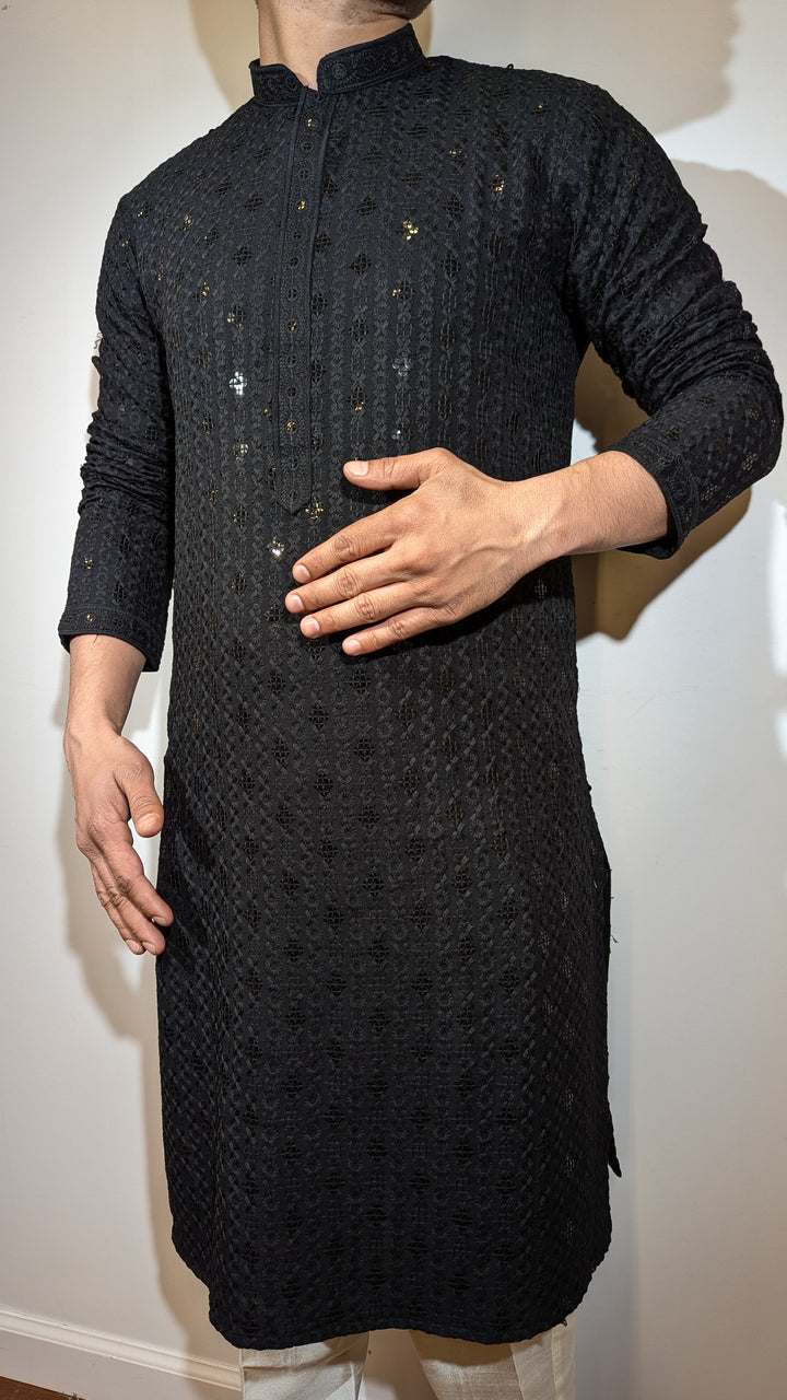 Black Chikankari Kurta