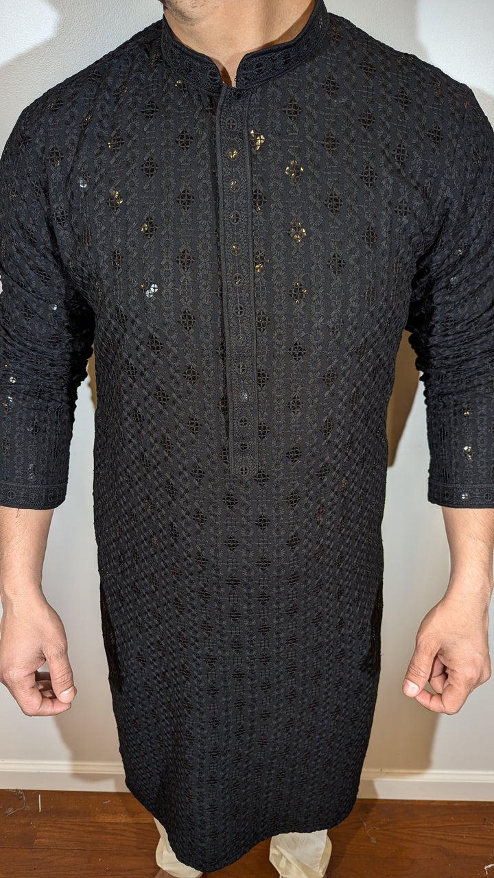 Black Chikankari Kurta