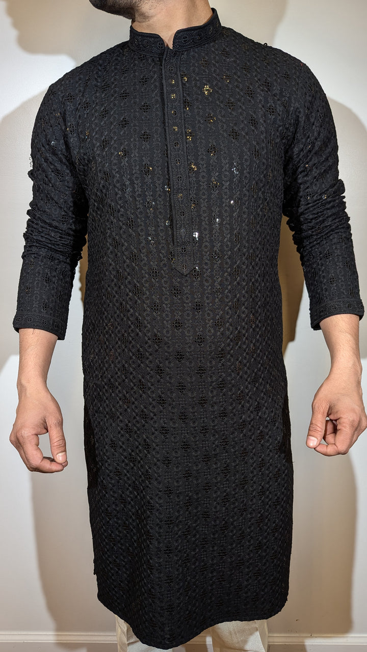 Black Chikankari Kurta