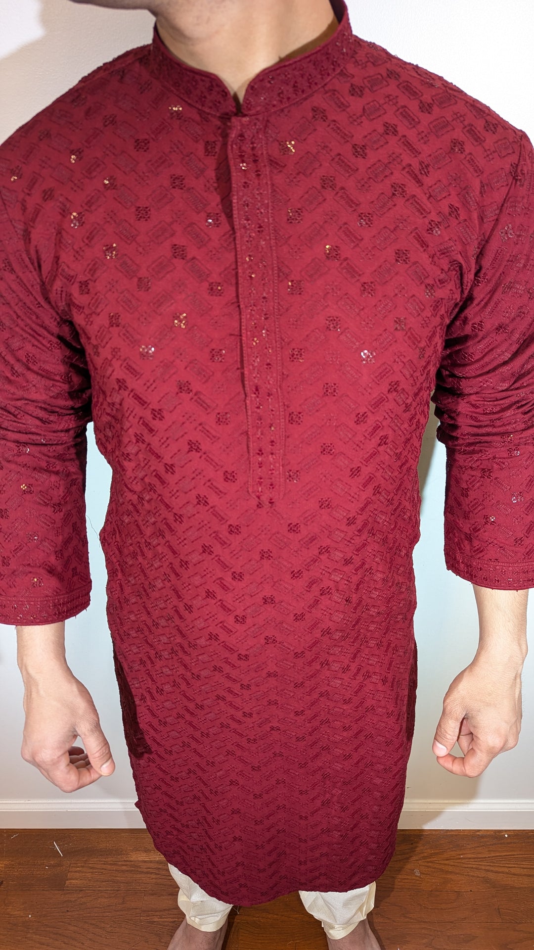 Maroon Chikankari Kurta