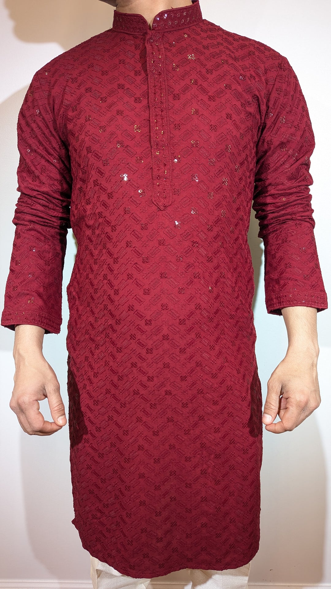 Maroon Chikankari Kurta