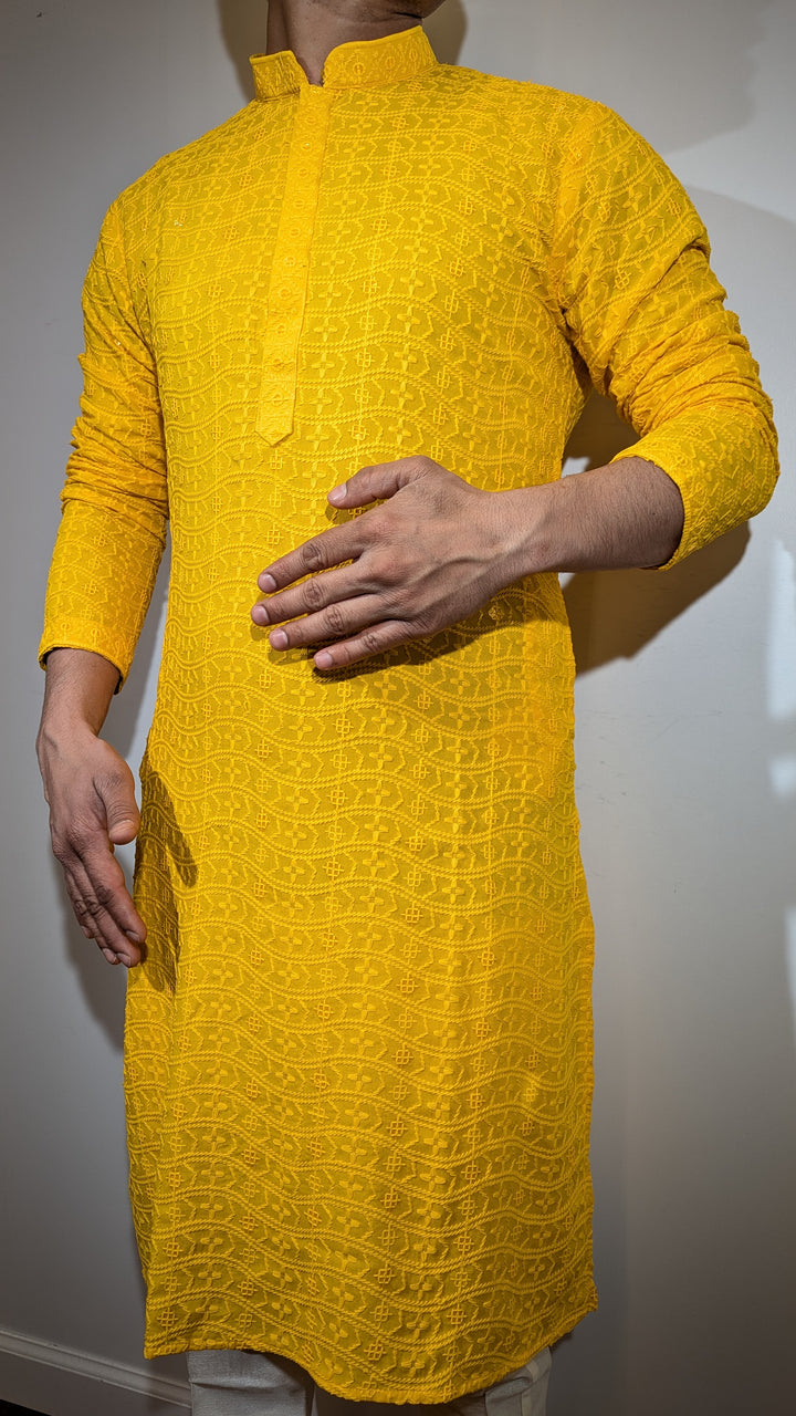 Yellow Chikankari Kurta