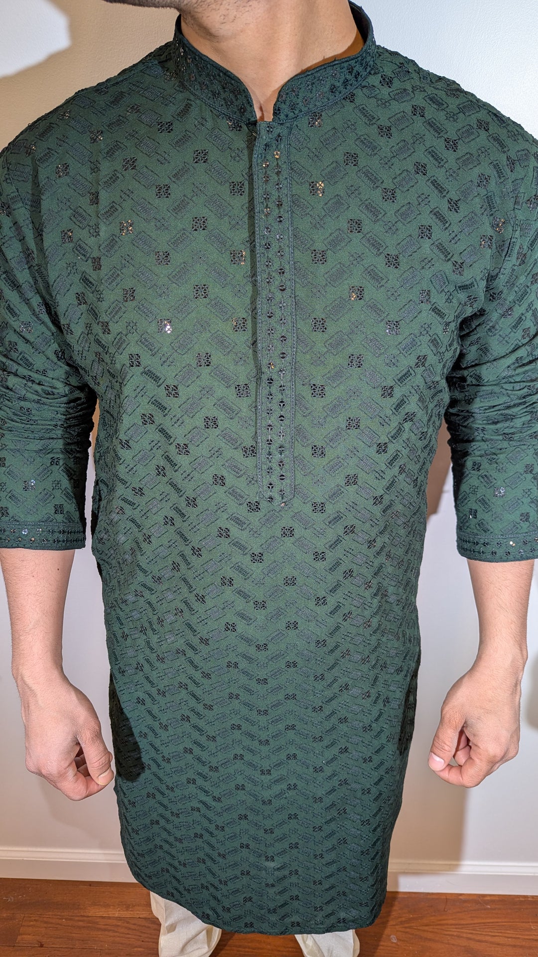Dark Green Chikankari Kurta