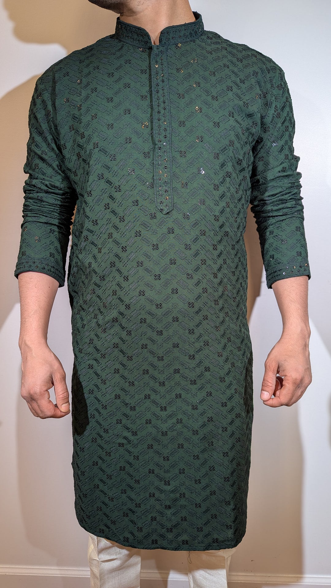 Dark Green Chikankari Kurta