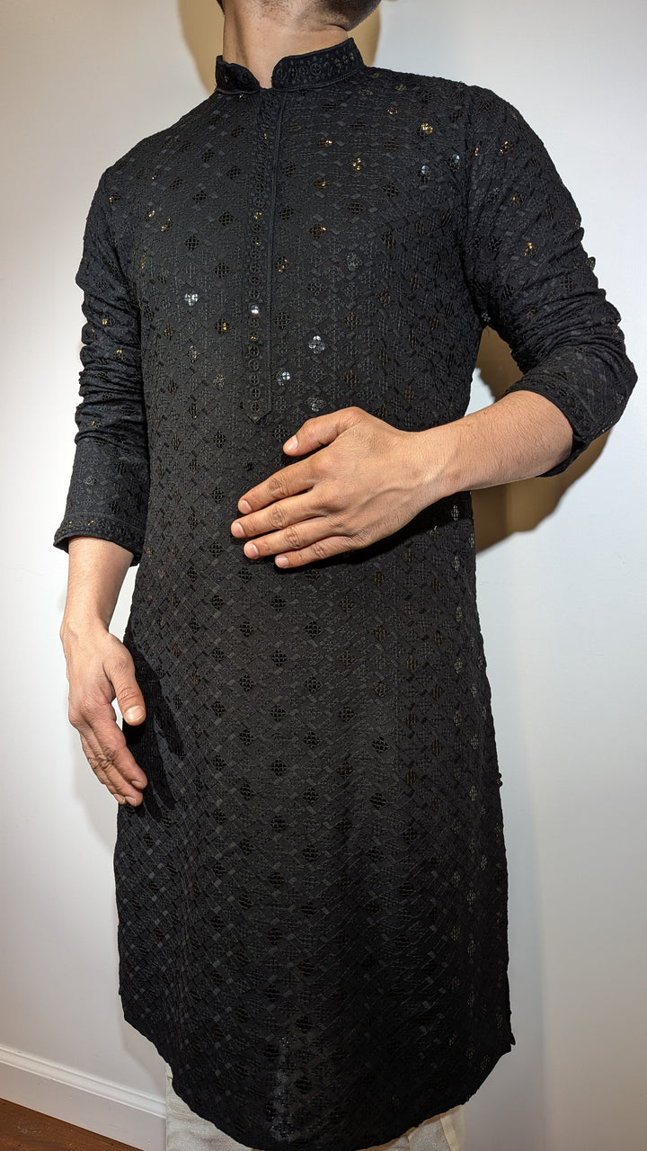 Black Chikankari Kurta