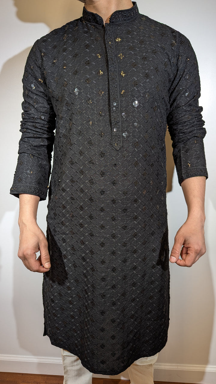 Black Chikankari Kurta