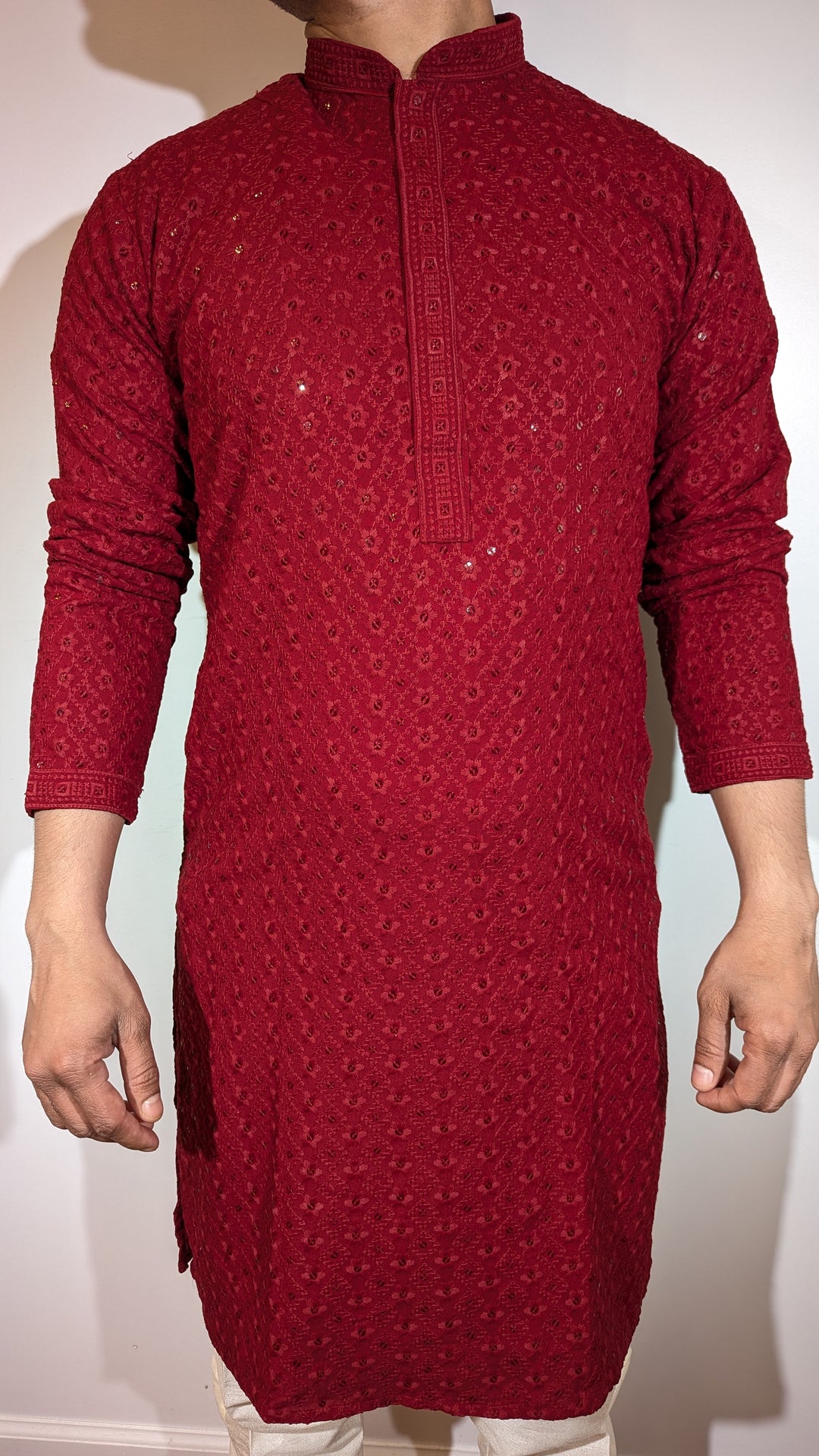 Red Chikankari Kurta