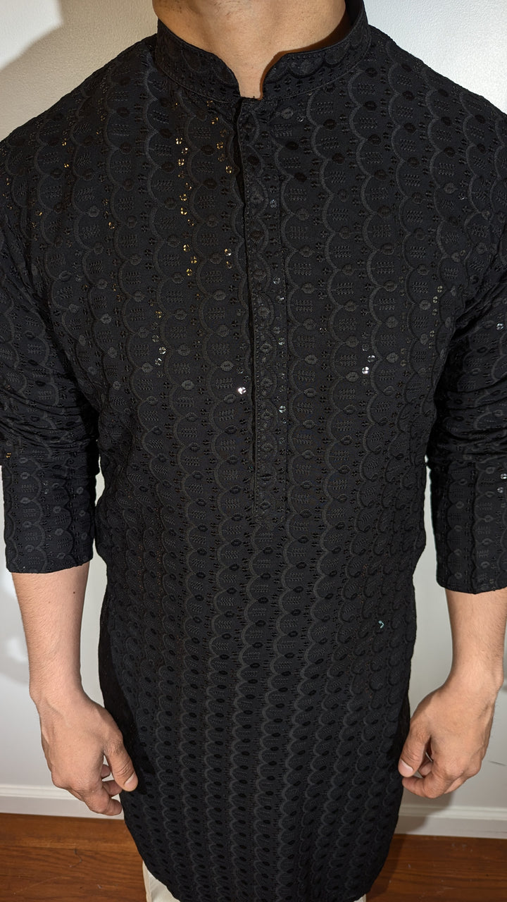 Black Kurta Curves Pattern