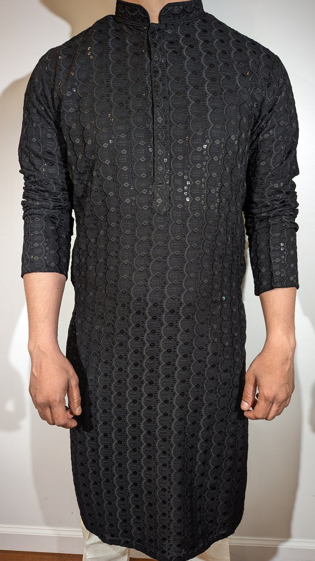 Black Kurta Curves Pattern
