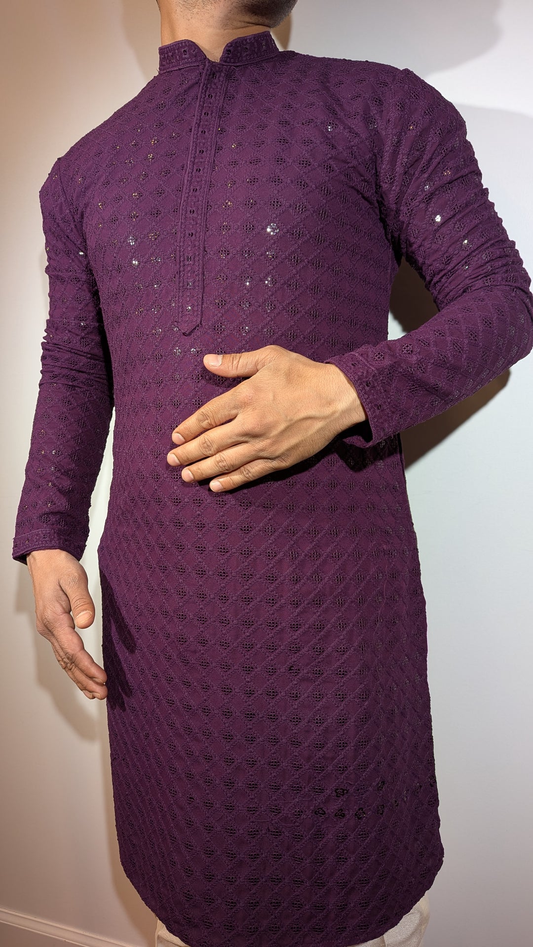 Dark Purple Chikan Kurta