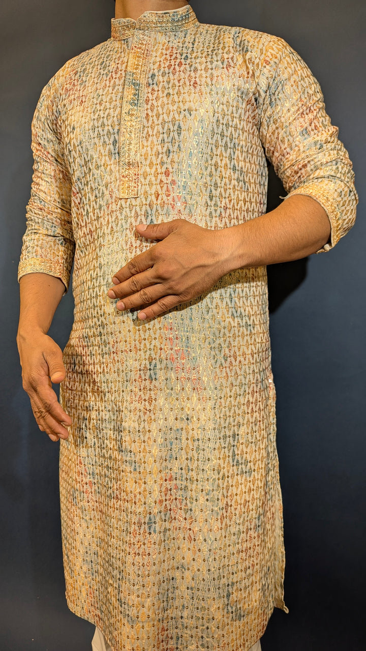 Multi Green Chikan Kurta