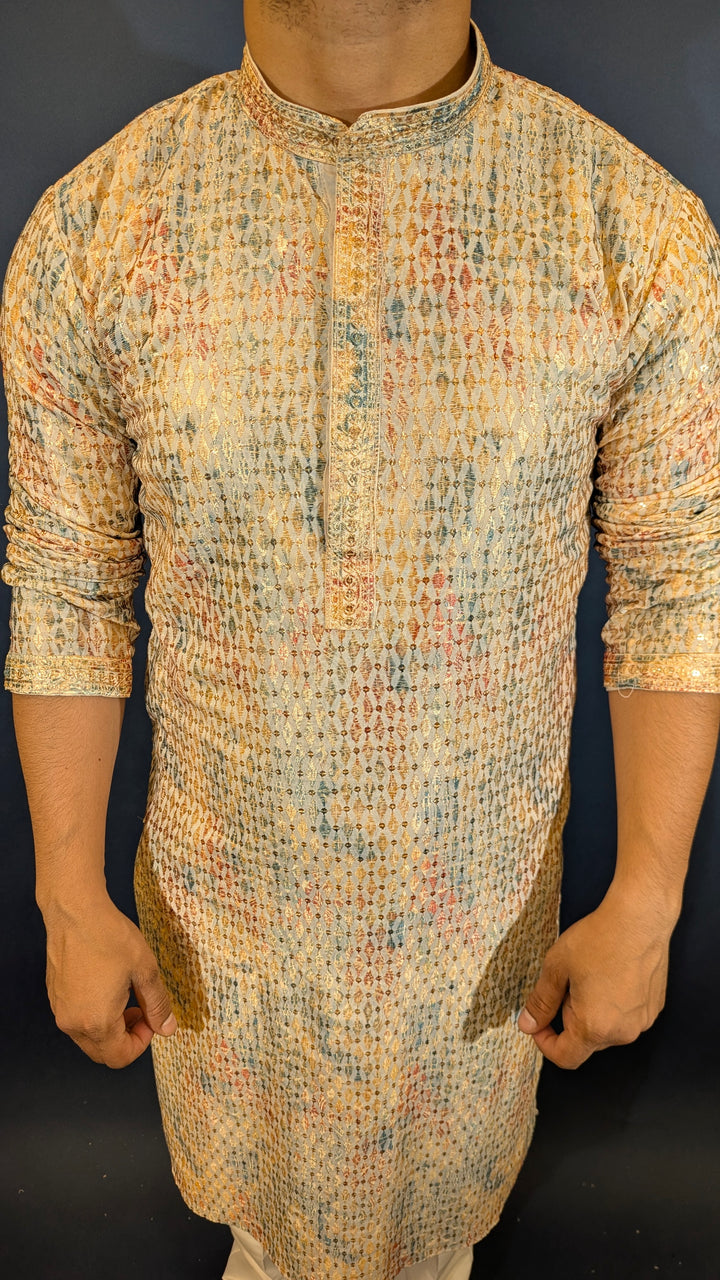 Multi Green Chikan Kurta