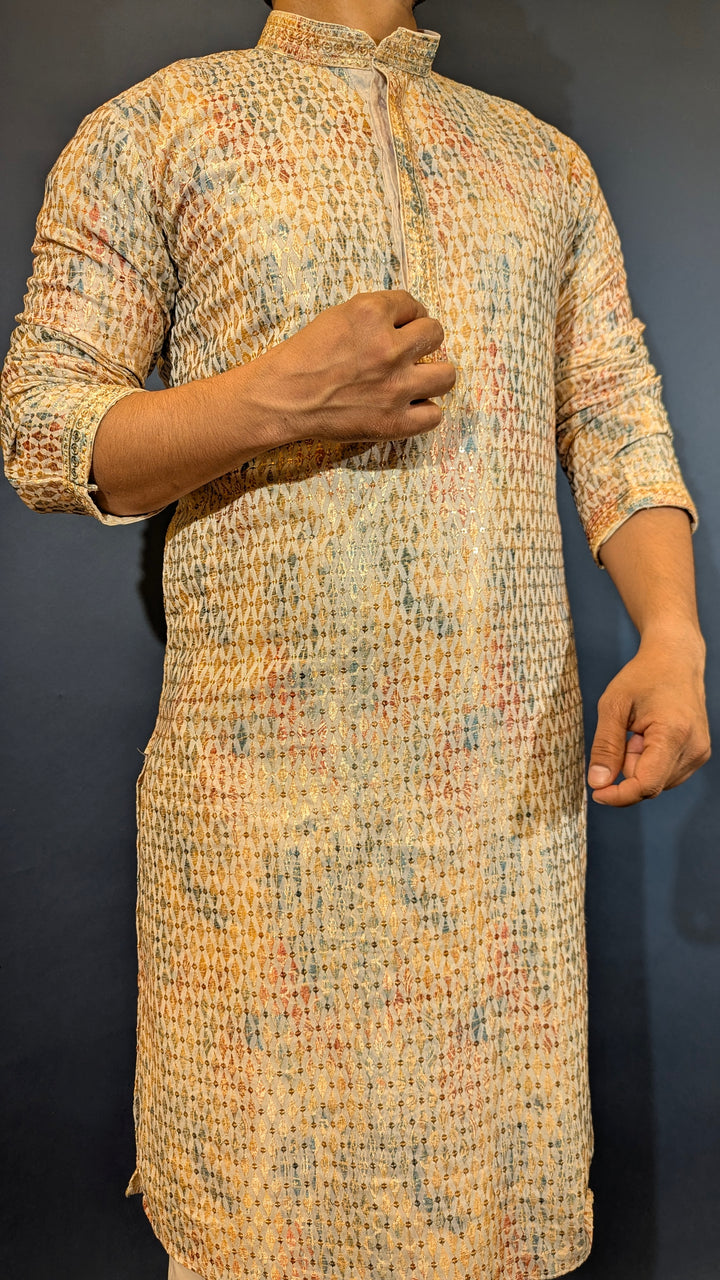 Multi Green Chikan Kurta
