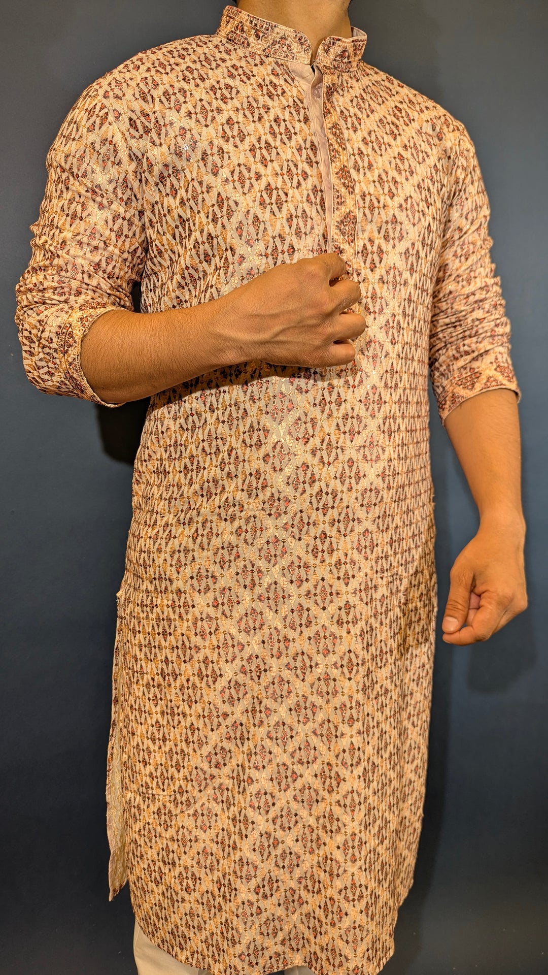 Light Peach Chikan Kurta