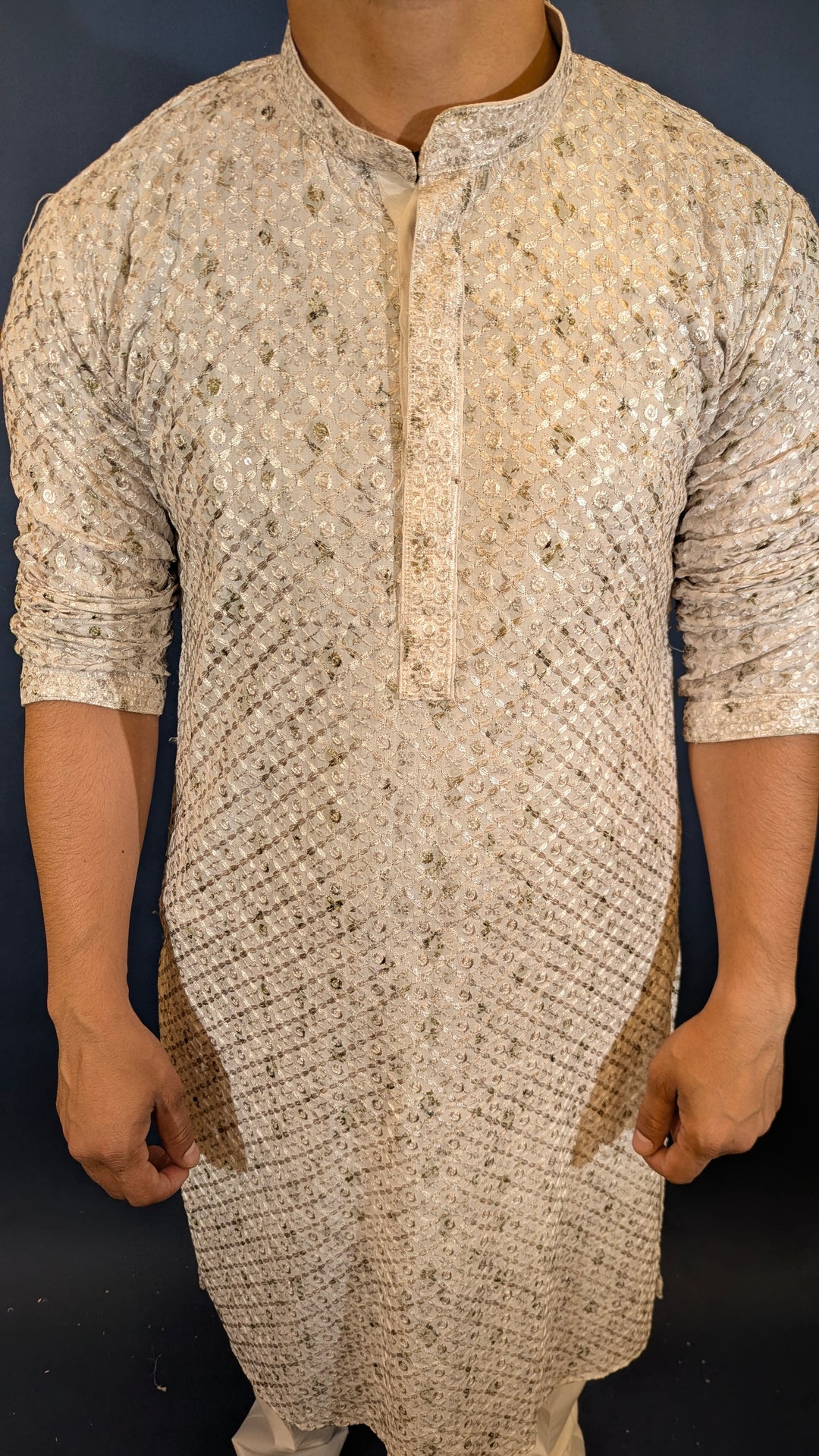 White Olive Chikan Kurta