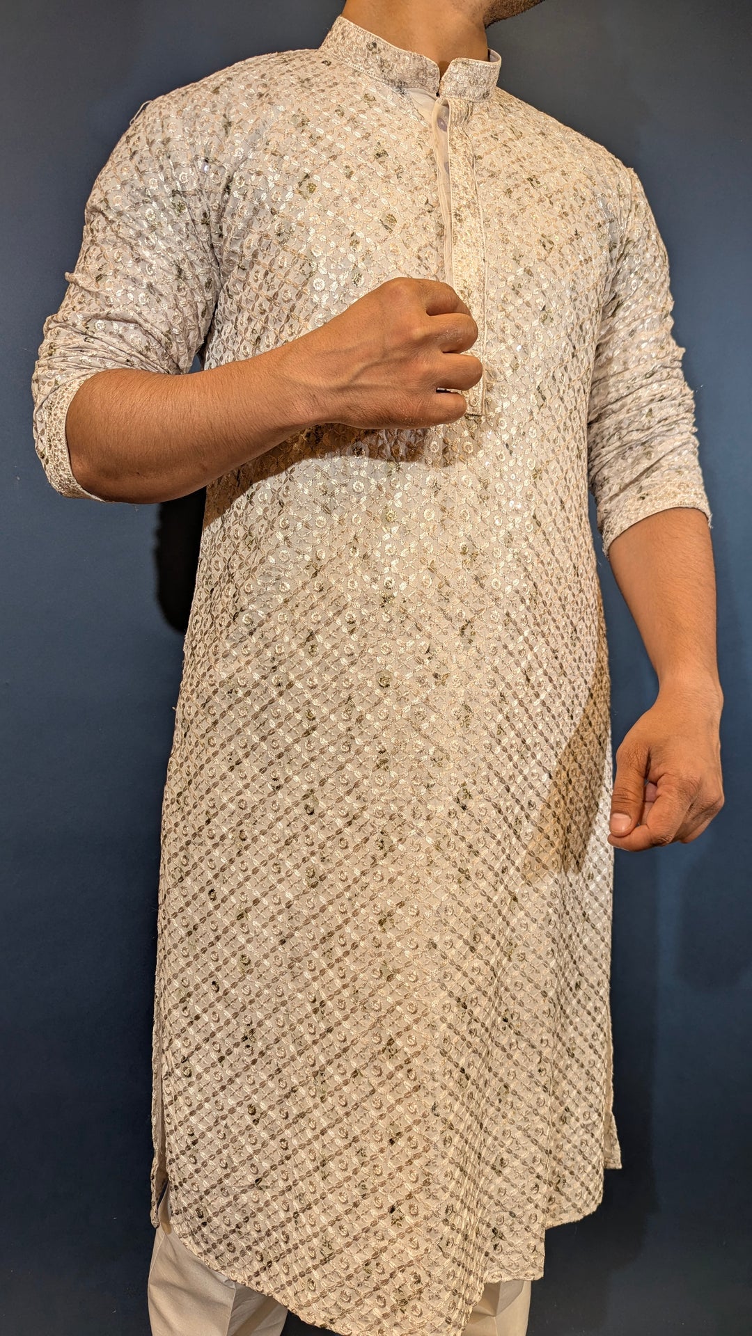 White Olive Chikan Kurta