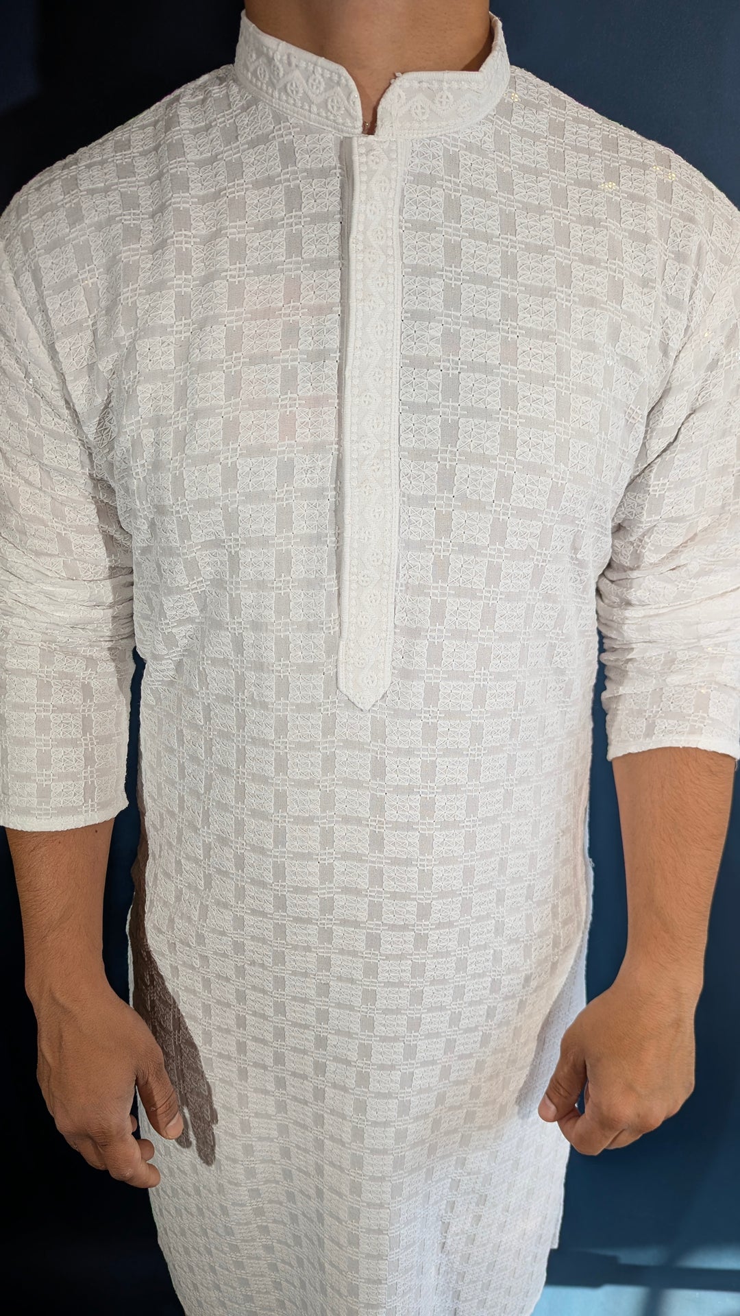 White Chikan Kurta Pajama