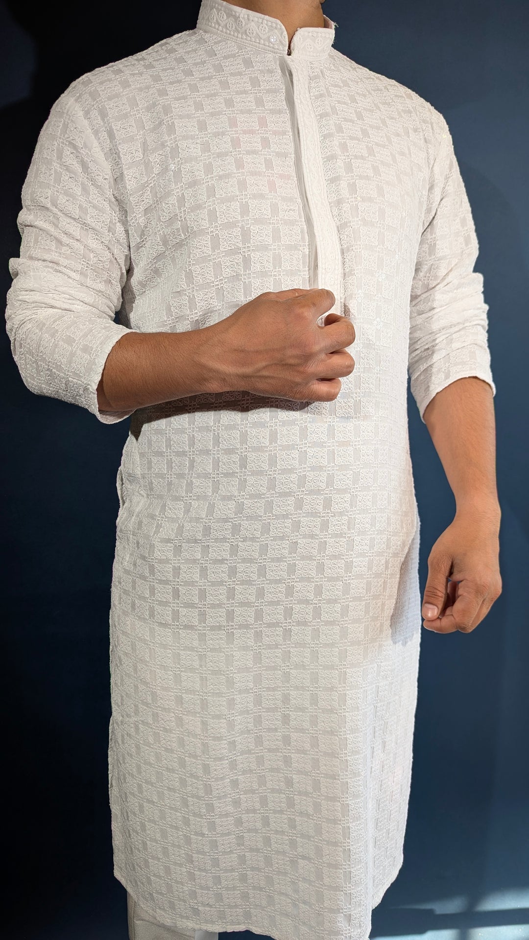 White Chikan Kurta Pajama