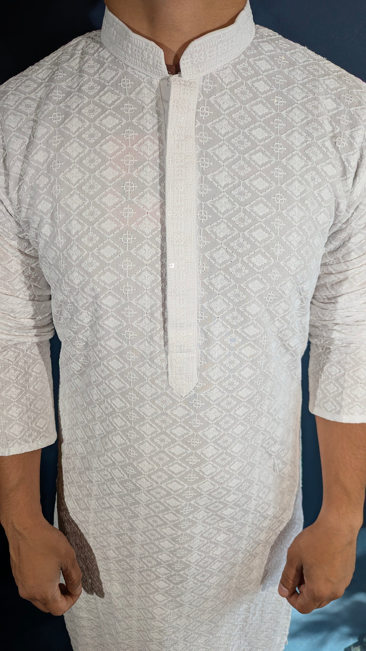 White Chikankari Kurta