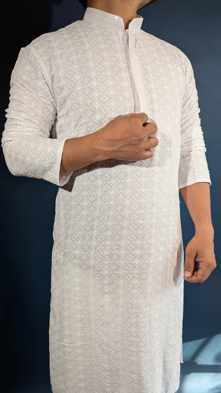 White Chikankari Kurta