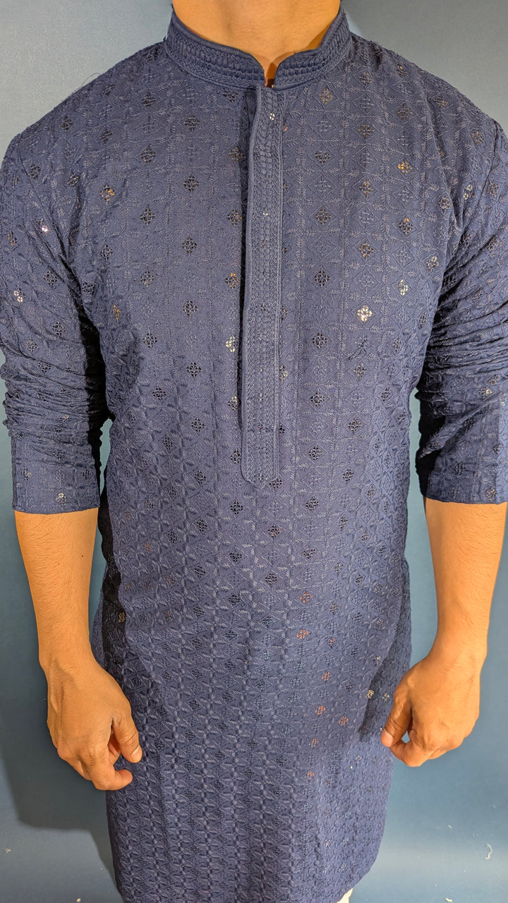 Navy Blue Chikan Kurta