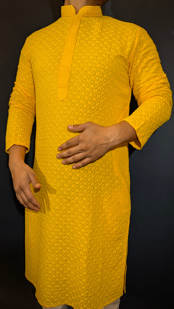 Yellow Chikankari Kurta