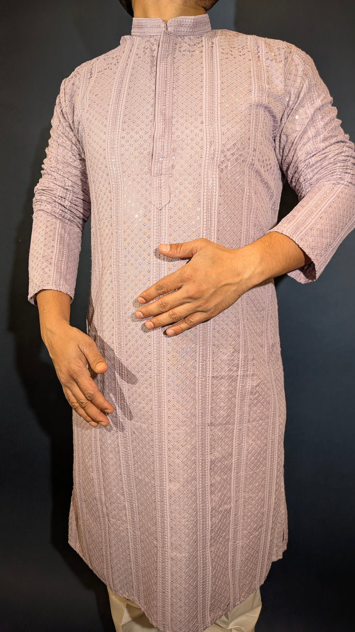Lavender Chikankari Kurta ( Loose Fit)