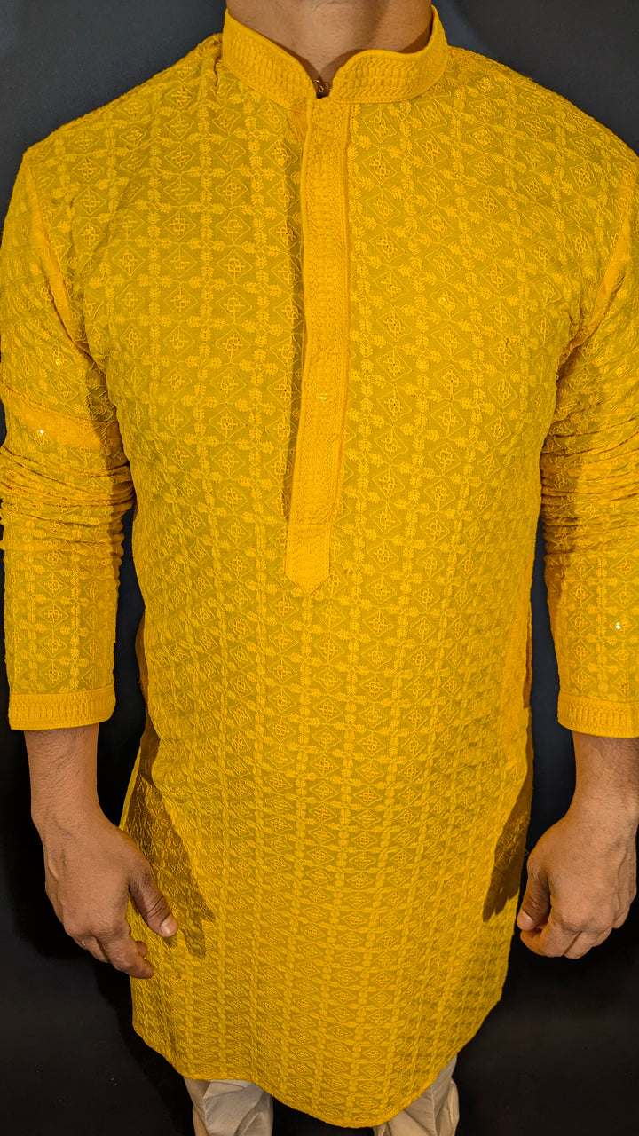 Yellow Chikankari Kurta