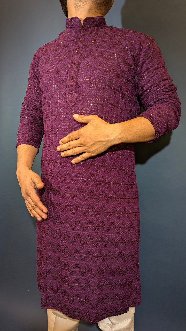 Dark Purple Chikan Kurta