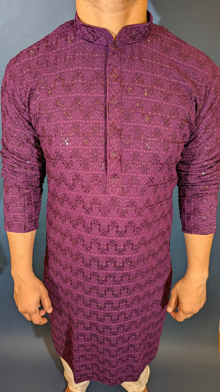 Dark Purple Chikan Kurta