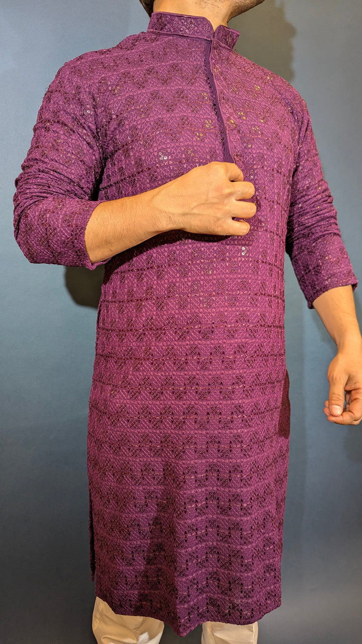 Dark Purple Chikan Kurta