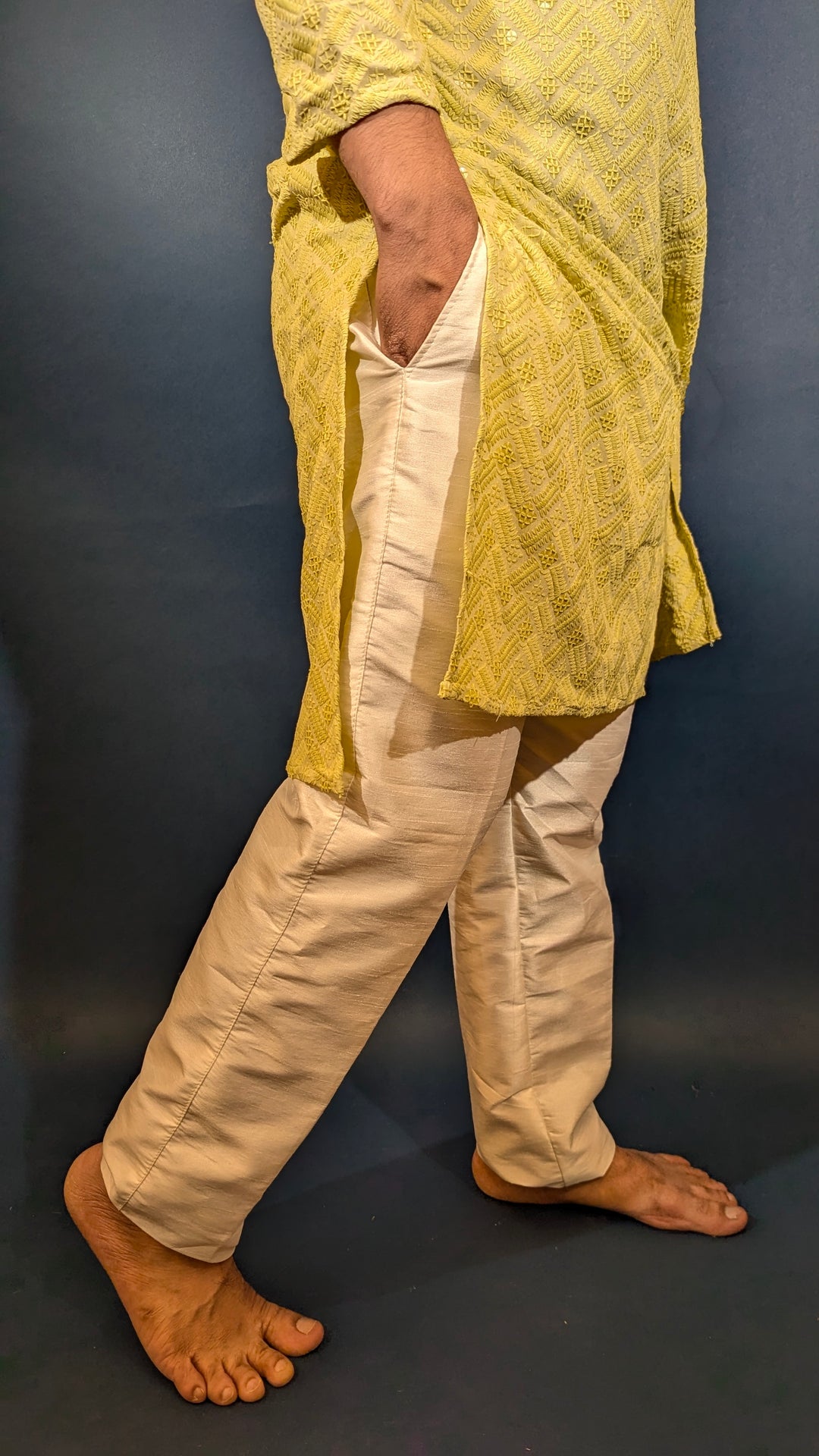 Lime Green Sequins Kurta